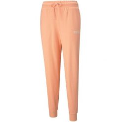 Spodnie damskie Puma Modern Basics High brzoskwiniowe. Brązowe spodnie dresowe damskie Puma, bez wzorów, sportowe, długie. Za 120.01 zł.