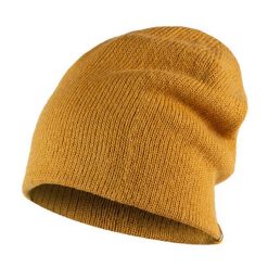 Czapka z bawełną Knitted Jarn. Żółte czapki damskie Buff, bez wzorów, z bawełny, klasyczne. Za 134.60 zł.