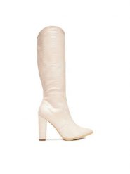 DeeZee Kozaki ZALGT610-1 Écru. Kozaki damskie DeeZee, bez wzorów, z materiału, bez obcasa, na słupku, bez zapięcia. Za 239.99 zł.