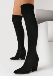 Czarne Kozaki za Kolano na Stożku Mudra. Czarne kozaki damskie Born2be, bez wzorów, za kolano, bez obcasa, na obcasie, bez zapięcia. Za 149.99 zł.