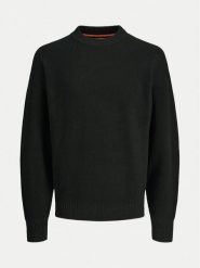 Jack & Jones Sweter 12260041 Czarny Relaxed Fit. Czarne swetry męskie Jack & Jones, m, bez wzorów, z bawełny, bez kołnierzyka, bez ramiączek. Za 129.99 zł.