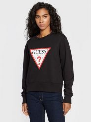 Guess Bluza Original W2YQ16 KBA10 Czarny Regular Fit. Czarne bluzy damskie Guess, xs, z aplikacjami, z bawełny, bez ramiączek, bez kaptura. Za 159.99 zł.
