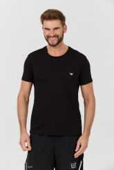 EMPORIO ARMANI Czarny t-shirt basique. Niebieskie t-shirty męskie Emporio Armani, l, bez wzorów, bez kołnierzyka, bez ramiączek. W wyprzedaży za 208.99 zł.