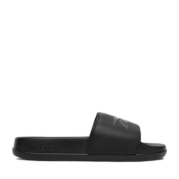 Klapki Reebok. Czarne klapki damskie Reebok, bez wzorów, bez obcasa, bez zapięcia. Za 89.99 zł.