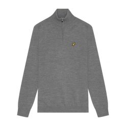 Sweter merino 1/4 zip Lyle & Scott. Szare swetry męskie LYLE AND SCOTT, l, bez wzorów, prążkowane, eleganckie, bez kołnierzyka, bez ramiączek. Za 339.50 zł.