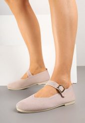 Jasnoróżowe Balerinki Ozdobione Paskiem Avanellia. Czerwone balerinki damskie Renee, bez wzorów, z jeansu, eleganckie, bez obcasa, bez zapięcia. Za 39.99 zł.