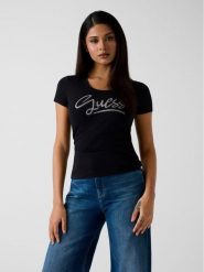 Guess T-Shirt 180524 Czarny Classic Fit. Czarne t-shirty damskie Guess, l, z aplikacjami, bez kołnierzyka, bez ramiączek. Za 179.99 zł.