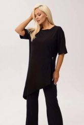 Czarna asymetryczna tunika bambusowa Marlene PLUS SIZE XXL OVERSIZE. Czarne tuniki damskie Moda Size Plus Iwanek, l, bez wzorów, z dzianiny, eleganckie, plus size, bez ramiączek. Za 189.90 zł.