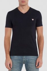 GUESS Granatowy męski t-shirt z małym logo, Rozmiar S. Niebieskie t-shirty męskie Guess, m, z aplikacjami, z bawełny, bez kołnierzyka, bez ramiączek. W wyprzedaży za 75.99 zł.