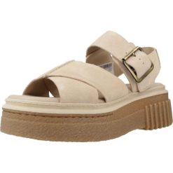 Sandały CLARKS EVAMAR WISH Jasnobrązowy. Brązowe sandały damskie Clarks, bez wzorów, ze skóry, bez obcasa, bez zapięcia. Za 484.99 zł.