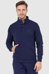 AERONAUTICA MILITARE Granatowa bluza męska na zatrzaski. Niebieskie bluzy męskie Aeronautica Militare, l, bez wzorów, bez ramiączek, bez kaptura. W wyprzedaży za 359.99 zł.