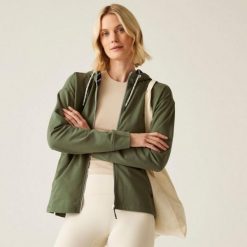 Damska bluza z kapturem zapinana na zamek Regatta Bayletta II. Zielone bluzy damskie Regatta, m, bez wzorów, z bawełny, bez ramiączek, z kapturem. Za 80.00 zł.