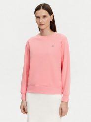 Gant Bluza Shield 4201414 Różowy Relaxed Fit. Czerwone bluzy damskie GANT, l, bez wzorów, z bawełny, bez ramiączek, bez kaptura. Za 249.99 zł.