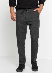 Spodnie z wygodnym pasem w talii, regular fit. Szare eleganckie spodnie męskie bonprix, bez wzorów. Za 159.99 zł.