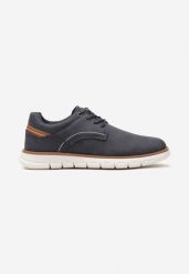Granatowe Buty Sportowe w Stylu Casual Wiązane na Cienkie Rzemyki Waneli. Niebieskie buty sportowe męskie Born2be, bez wzorów, bez zapięcia. Za 84.99 zł.