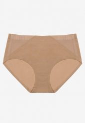 Beżowe Majtki Figi High Waist z Bezszwowym Wykończeniem Kolaniris. Brązowe majtki damskie Renee, z jeansu. Za 9.99 zł.