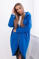 Bluza ocieplana długa chabrowa. Niebieskie bluzy damskie KESI, l, bez wzorów, z bawełny, bez ramiączek, bez kaptura. Za 355.46 zł.