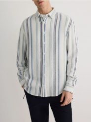 Bawełniana koszula regular fit - wielobarwny. Koszule męskie Reserved, l, bez wzorów, z bawełny, bez kołnierzyka, bez ramiączek. W wyprzedaży za 69.99 zł.