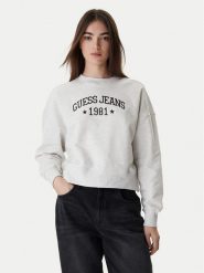 Guess Jeans Bluza W6RQ03 K68I4 Szary Relaxed Fit. Szare bluzy damskie Guess Jeans, s, z aplikacjami, z bawełny, bez ramiączek, bez kaptura. Za 299.99 zł.