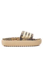 Adidas Klapki adilette Platform IH0523 Brązowy. Brązowe klapki damskie Adidas, bez wzorów, ze skóry, bez obcasa, bez zapięcia. Za 239.99 zł.