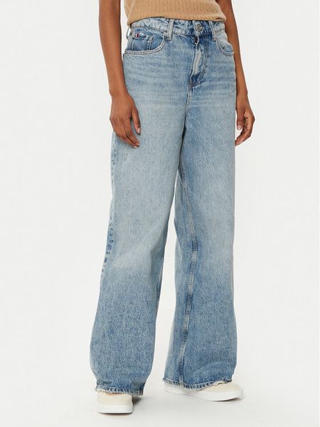 Tommy Hilfiger Jeansy WW0WW43705 Niebieski Wide Leg. Niebieskie jeansy damskie Tommy Hilfiger, bez wzorów, z bawełny. Za 349.99 zł.