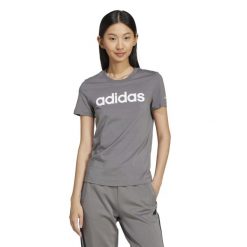 Koszulka damska ADIDAS Gym & Pilates. Szare bluzki damskie Adidas, m, bez wzorów, z bawełny, sportowe, bez kołnierzyka, bez ramiączek. W wyprzedaży za 69.99 zł.