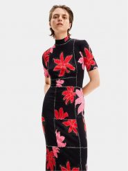Desigual Sukienka letnia Quebec 24SWVK40 Czarny Regular Fit. Czarne sukienki damskie Desigual, na lato, s, bez wzorów, z wiskozy, bez kołnierzyka, bez ramiączek. Za 289.99 zł.