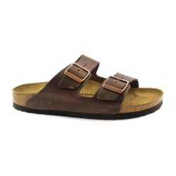 Klapki unisex Birkenstock Arizona. Brązowe klapki damskie Birkenstock, bez wzorów, z materiału, bez zapięcia. Za 429.00 zł.