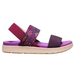 Sandały turystyczne damskie Keen Elle Backstrap. Fioletowe sandały damskie Keen, bez wzorów, z materiału, bez obcasa, bez zapięcia. Za 197.00 zł.