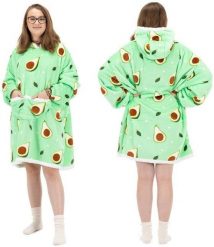 Kocobluza damska oversize koc bluza 2w1 z kapturem ciepła szlafrok futrzak zielony UNIWERSALNY. Zielone szlafroki damskie Springos, uniwersalny, bez wzorów, bez ramiączek, z kapturem. Za 72.15 zł.