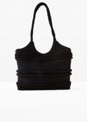 Bawełniana torba shopper o strukturalnym wyglądzie. Czerwone shopperki damskie bonprix, bez wzorów, z bawełny, bez dodatków. Za 54.99 zł.