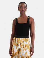 Versace Jeans Couture Top 80HAM619 J0198 Czarny Slim Fit. Czarne topy damskie Versace Jeans Couture, xl, bez wzorów, z bawełny, bez kołnierzyka, bez ramiączek. Za 939.99 zł.