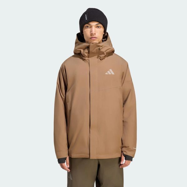 Ocieplana kurtka dwuwarstwowa Terrex Multi CLIMAPROOF. Brązowe kurtki męskie Adidas, l, bez wzorów, z elastanu, eleganckie, z kapturem. Za 1,079.00 zł.