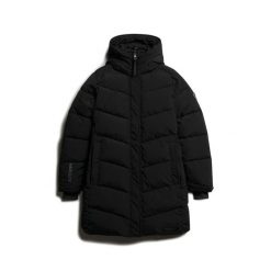 Parka dla kobiet Superdry City Chevron. Czarne parki damskie Superdry, na zimę, bez wzorów, bez kaptura. Za 745.50 zł.