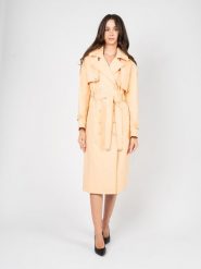 Patrizia Pepe Trencz | 8O0079/A301 | Kobieta | Żółty. Żółte płaszcze damskie Patrizia Pepe, s, bez wzorów, z bawełny, eleganckie, bez kołnierzyka, bez kaptura. W wyprzedaży za 999.00 zł.