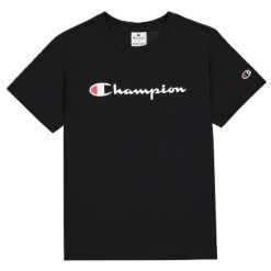 T-shirt Damski Z Bawełny Z Krótkim Rękawem. Czarne t-shirty damskie Champion, m, bez wzorów, z bawełny, sportowe, bez kołnierzyka, bez ramiączek. Za 132.99 zł.