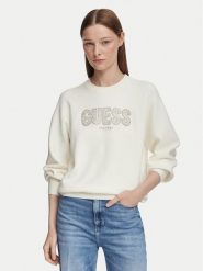 Guess Sweter W6YR30 Z0978 Kremowy Regular Fit. Białe swetry nierozpinane damskie Guess, l, z aplikacjami, z wiskozy, bez kołnierzyka, bez ramiączek. Za 434.99 zł.