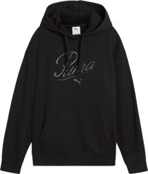 Bluza damska Puma Ess Script Comfort Hoodie czarna 684983 01 L. Czarne bluzy damskie Puma, l, bez wzorów, bez ramiączek, bez kaptura. Za 355.16 zł.