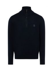 BOSS Orange sweter z dzianiny z kaszmirem - Kanobix Mężczyźni Bawełna niebieski, L. Niebieskie swetry męskie BOSS Orange, l, bez wzorów, z bawełny, bez kołnierzyka, bez ramiączek. Za 479.95 zł.