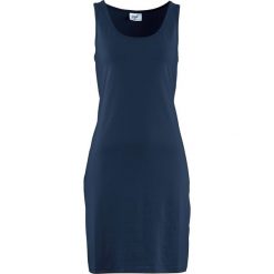 Sukienka z dżerseju ze stretchem bonprix ciemnoniebieski. Niebieskie sukienki damskie bonprix, bez wzorów, z dżerseju, bez kołnierzyka, bez ramiączek. Za 34.99 zł.