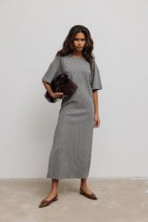 Długa sukienka z dzianiny waflowej w kolorze GREY- NEOS-M/L. Szare sukienki damskie Marsala, l, bez wzorów, z bawełny, sportowe, bez kołnierzyka, bez ramiączek, maxi, sportowe. Za 369.90 zł.