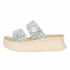 HeyDude Damskie Klapki Delray Slide Surf Baja. Brązowe klapki damskie Hey dude, bez wzorów, z materiału, bez obcasa, bez zapięcia. Za 199.00 zł.