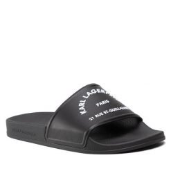 Klapki KARL LAGERFELD. Czarne klapki męskie KARL LAGERFELD, bez wzorów, bez zapięcia. Za 189.99 zł.