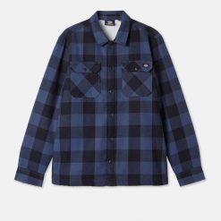 Koszula Dickies ocieplana Sacramento granatowa. Niebieskie koszule męskie Dickies, bez wzorów, bez kołnierzyka, bez ramiączek. Za 422.96 zł.