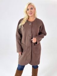 Kardigan Kaja w odcieniach brązu XXL OVERSIZE WIOSNA. Kardigany damskie Moda Size Plus Iwanek, na wiosnę, s, bez wzorów, z poliesteru, eleganckie, bez kołnierzyka. Za 199.90 zł.