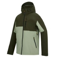 Męska wodoodporna kurtka turystyczna Bosfield Panelled z kapturem. Zielone kurtki męskie Regatta, m, bez wzorów, z materiału, sportowe, z kapturem. Za 429.99 zł.