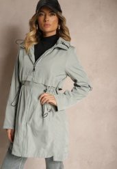 Jasnoniebieska Kurtka Parka z Odpinanym Kapturem i Troczkiem w Talii Labiana. Zielone kurtki damskie Renee, l, bez wzorów, z materiału. Za 179.99 zł.