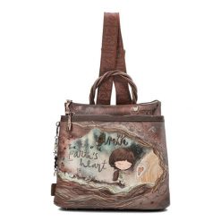 Brązowy Damski Plecak Anekke Z Laleczką. Brązowe plecaki damskie Anekke, bez wzorów, z materiału, eleganckie. Za 399.00 zł.