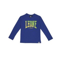 Koszulka z bawełna na outdoor na co dzień. Niebieskie bluzki damskie LEONE 1947 APPAREL, bez wzorów, z bawełny, sportowe, bez kołnierzyka, bez ramiączek. W wyprzedaży za 55.90 zł.