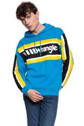 BLUZA WRANGLER B&Y HOODIE MEDITERRANEAN BLUE W6610HABR 112130642. Niebieskie bluzy męskie Wrangler, m, bez wzorów, bez ramiączek, z kapturem. W wyprzedaży za 69.99 zł.